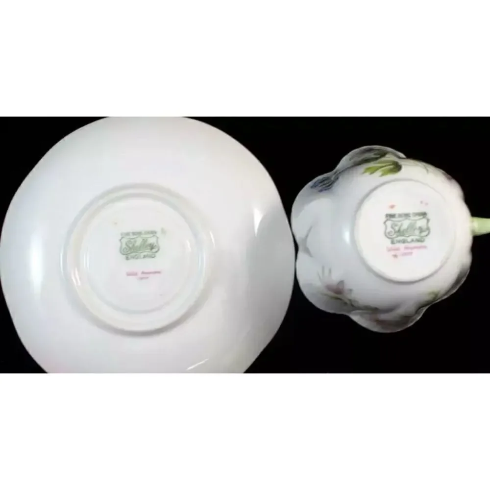 Shelley WILD ANEMONE Flat Cup & Saucer Dainty Shape Bone China 13977